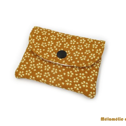 Porte-carte bancaire molletonné, jaune moutarde, bus, cantine, carte de fidélité, pochette, idée cadeau, rangement cb