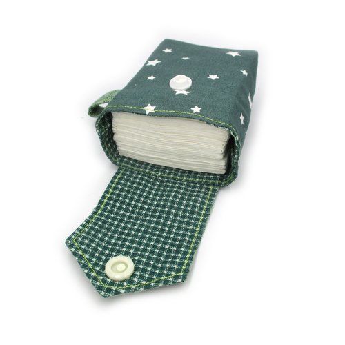 Pochette à mouchoirs, kaki, pour mouchoirs petits formats, tissu coton, idée cadeau originale