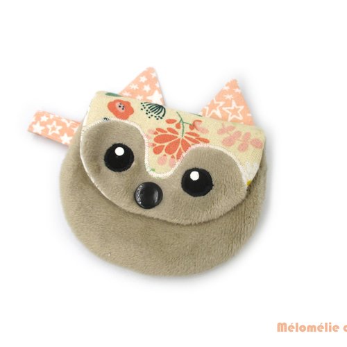 Porte-monnaie renard, range écouteurs, pochette multi usage, marron, idée cadeau originale et unique, personnalisable, coton