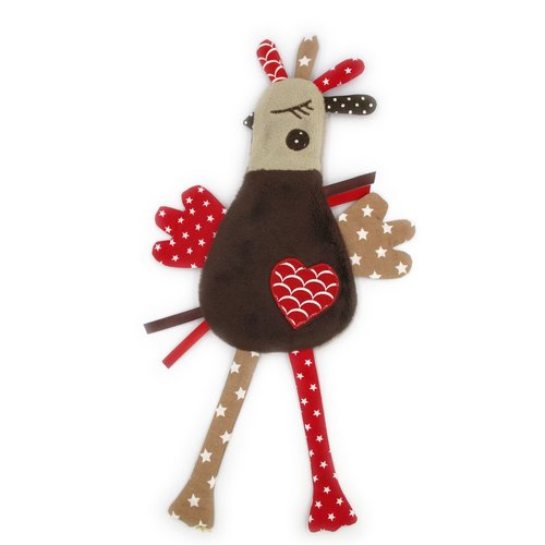 Doudou plat poule, poulette coquette, peluche, coton minky polaire, marron rouge, fait-main, cadeau de naissance, personnalisable, pâques