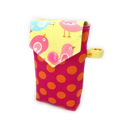 Pochette à mouchoirs, rose jaune, pour mouchoirs grands formats, tissu coton, idée cadeau originale
