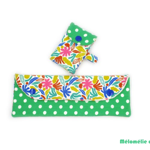 Etui / pochette pour brosse à dents et dentifrice et pochette coton tige, lot de 2, vert - idée cadeau, rangement pratique pour voyage