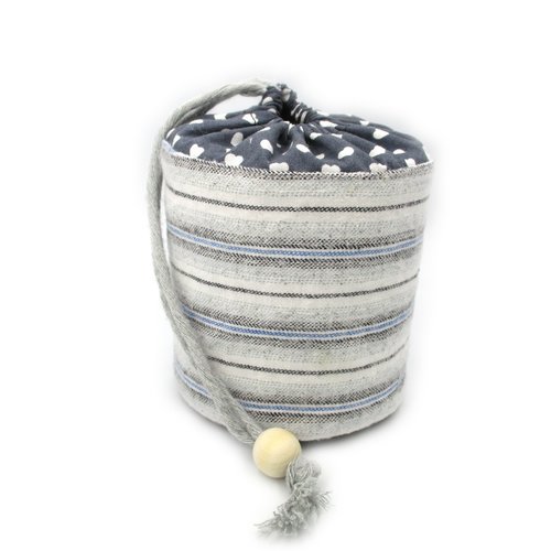 Sac, baluchon pour mettre le papier toilette, idéal pour le camping, en coton bleu, idée cadeau