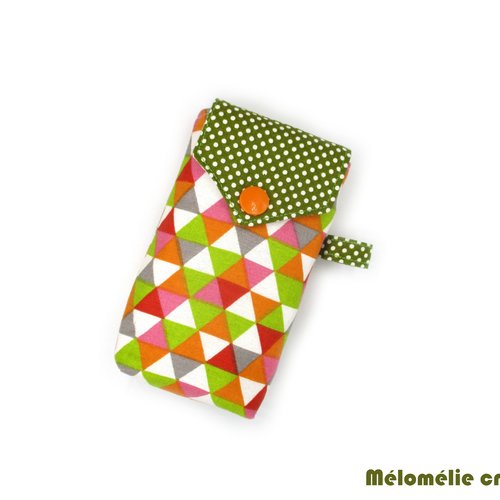 Pochette , étui à mouchoirs grand formats en coton, vert multicolore, rangement pratique et original