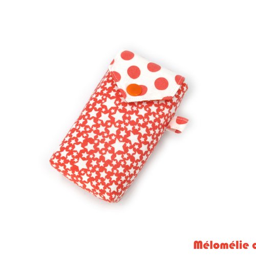 Pochette à mouchoirs, orange, pour mouchoirs grands formats, tissu coton, idée cadeau originale