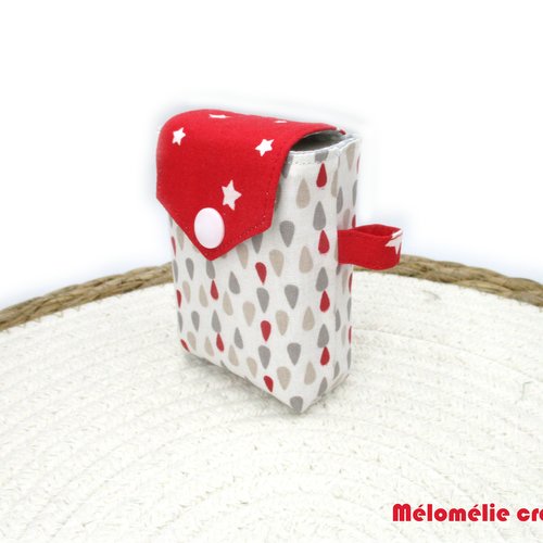 Pochette à mouchoirs en tissu coton, blanc rouge, pour mouchoirs petits formats, idée de cadeau originale et pratique