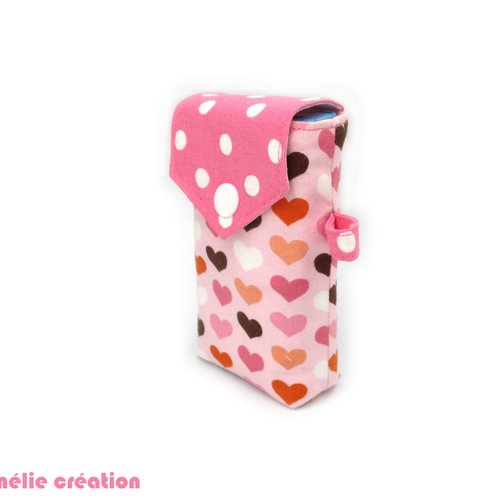 Pochette à mouchoirs en tissu coton rose, pour mouchoirs grands formats, tissu coton, idée cadeau originale