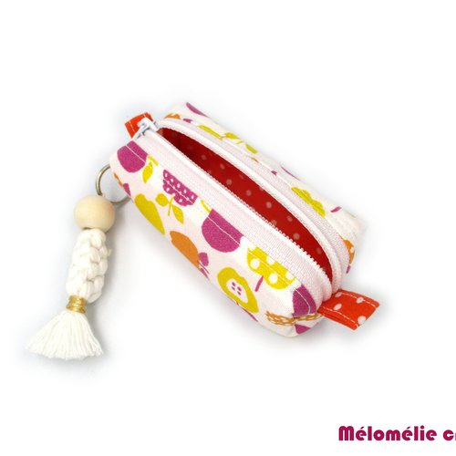 Mini trousse pour baume à lèvres ou porte-monnaie en tissu coton, idée cadeau originale