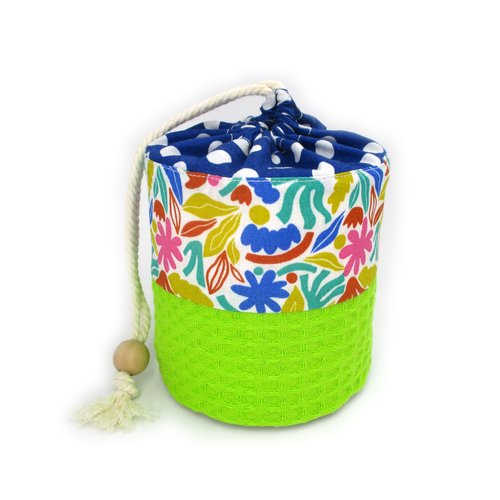 Sac, baluchon pour mettre le papier toilette, idéal pour le camping, en coton vert et bleu, idée cadeau