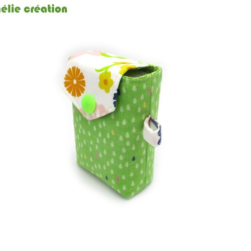 Pochette à mouchoirs, vert blanc, pour mouchoirs petits formats, tissu coton, idée cadeau originale