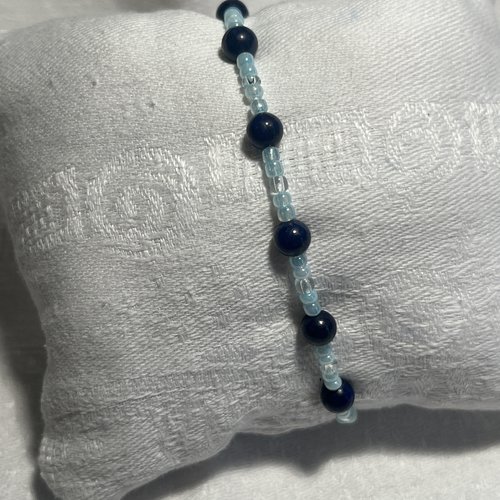 Bracelet perle de rocaille et lapis lazuli