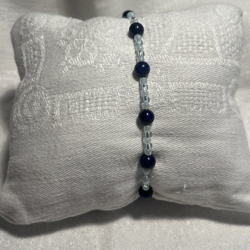 Bracelet perle de rocaille et lapis lazuli