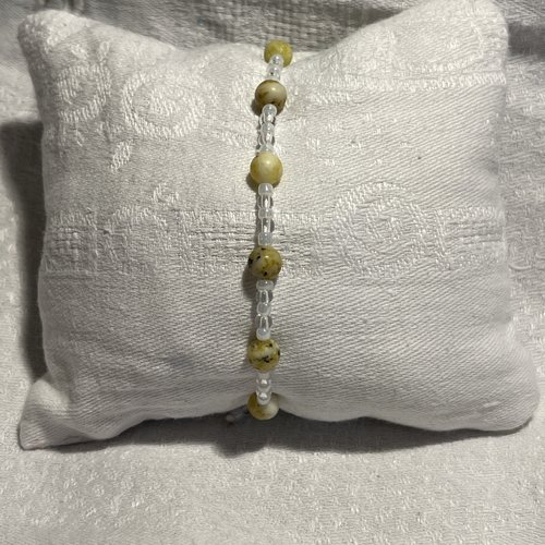 Bracelet en perle de rocaille et jaspe vert