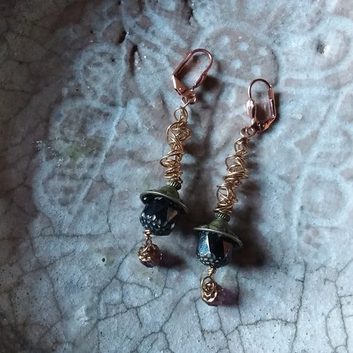 Boucles d’oreilles originales,  légères, féminines, élégantes, création artisanale unique