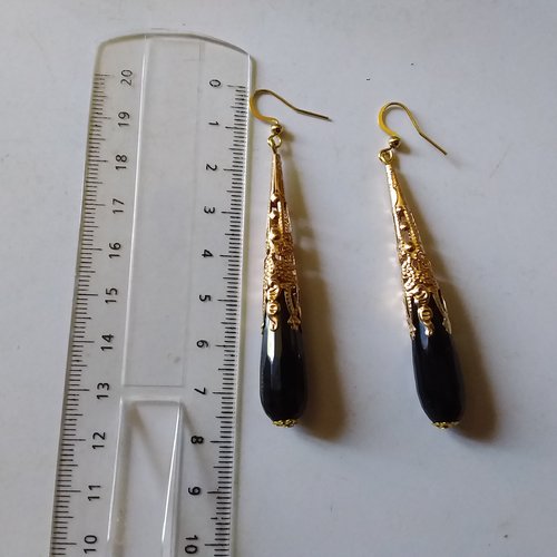 Boucles d’oreilles gouttes onyx noir