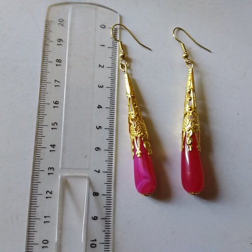 Boucles d’oreilles gouttes agate rouge