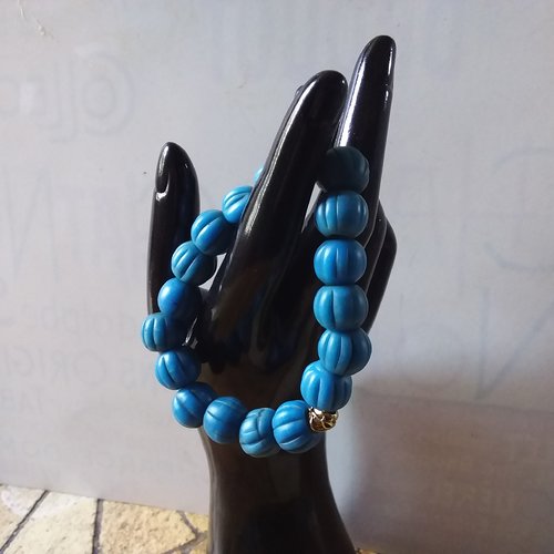 Bracelet élastique en perles de verre ancien du népal