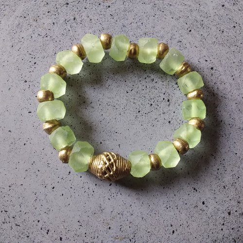 Bracelet élastique perles de java,création artisanale unique