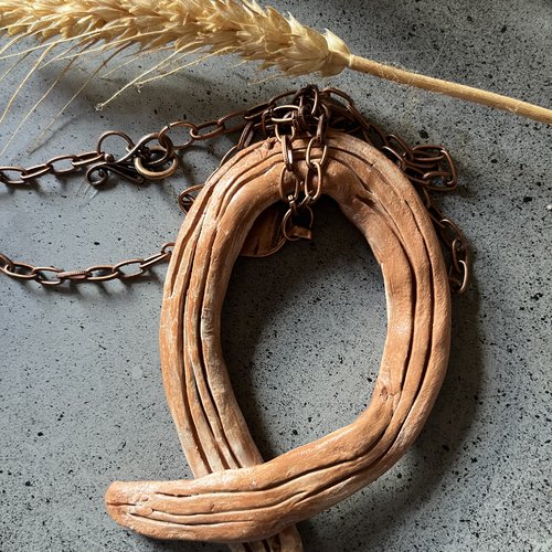 Collier artisanal céramique et cuivre,modèle unique