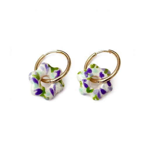 Boucles d’oreilles créoles perle en céramique