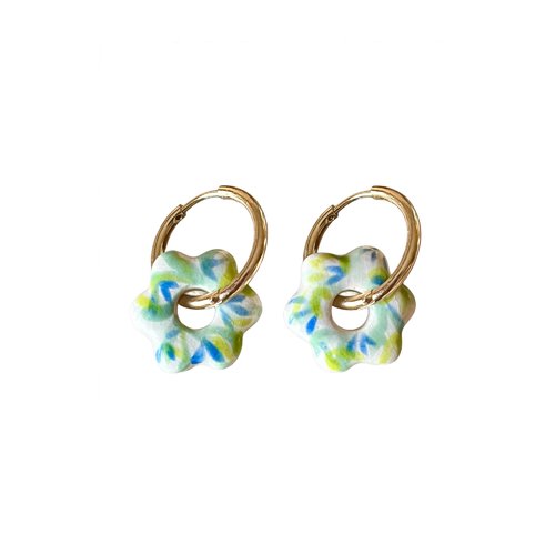 Boucles d’oreilles créoles perle en céramique