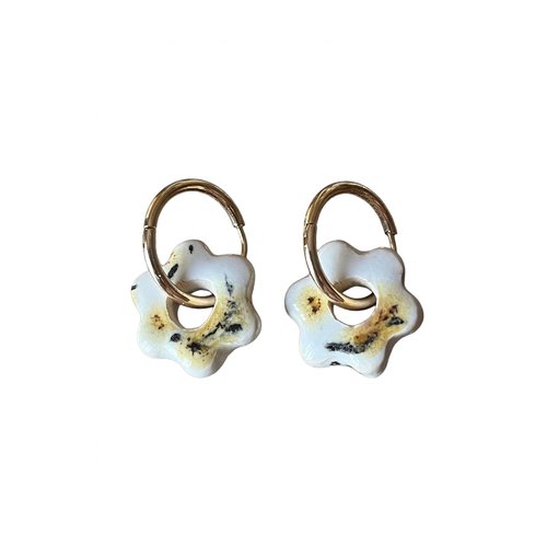 Boucles d’oreilles créoles perle en céramique