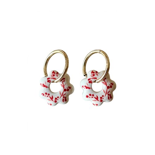 Boucles d’oreilles créoles perle en céramique