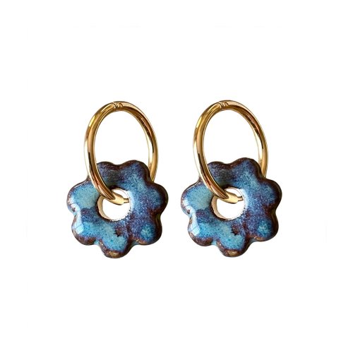 Boucles d’oreilles créoles perle en céramique