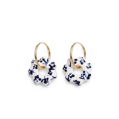 Boucles d’oreilles créoles perle en céramique