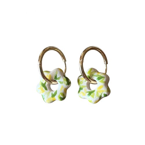 Boucles d’oreilles créoles perle en céramique