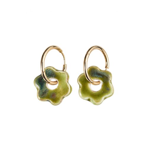 Boucles d’oreilles créoles perle en céramique