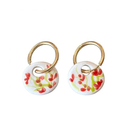 Boucles d’oreilles créoles perle en céramique
