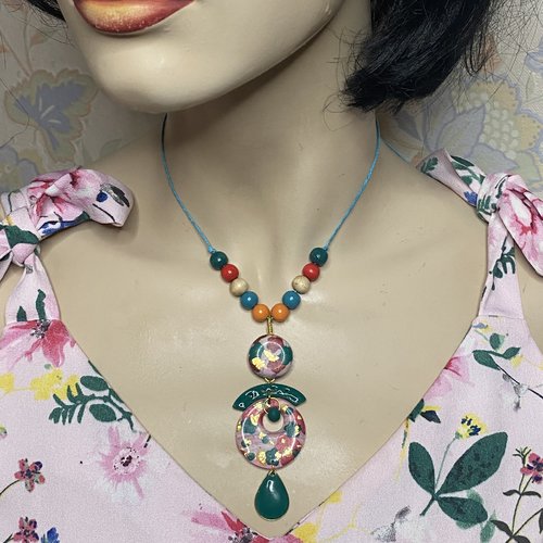 Collier femme fille perles en argile polymère