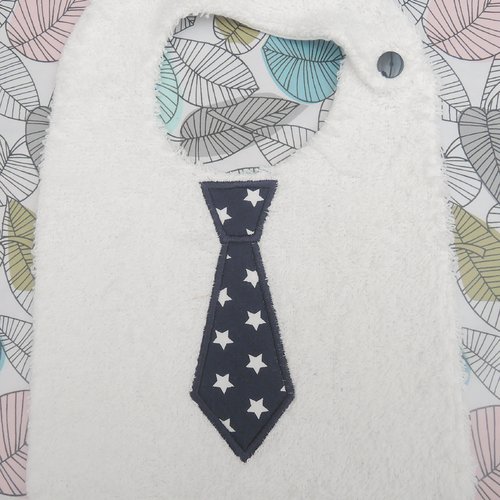 Bavoir éponge bébé/enfant personnalisable avec cravate coton fantaisie/broderie bleu marine