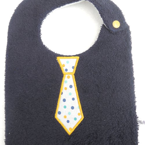 Bavoir éponge bébé/enfant/garçon personnalisable avec cravate coton fantaisie/broderie jaune