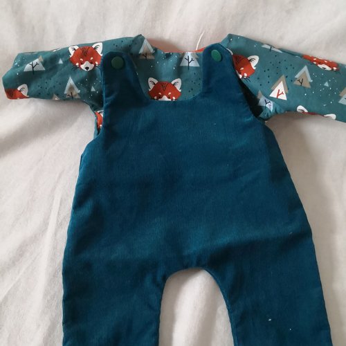 Ensmble salopette chemise poupon40