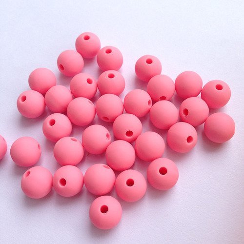 20 perles en bois 10mm couleur Rose 10 mm creation colier attache tetine