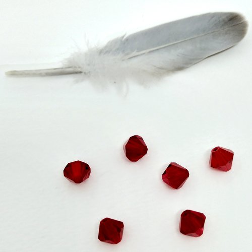 Lot de 10 toupies de cristal de verre swarovski à facette rouge dim 8 x 7 mm