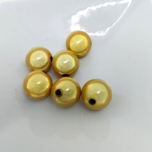 Lot de 6 perles magique jaune diam 12 mm