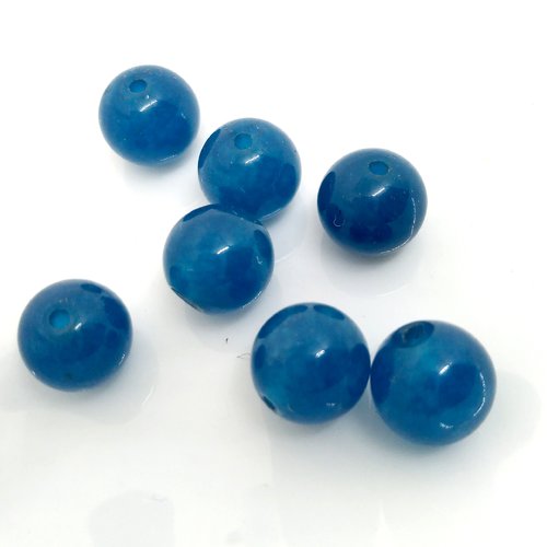 Lot de 7 perles de verre turquoise  8 mm