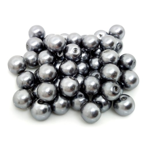 Lot de 10 perles façon perles de cultures grises 10 mm