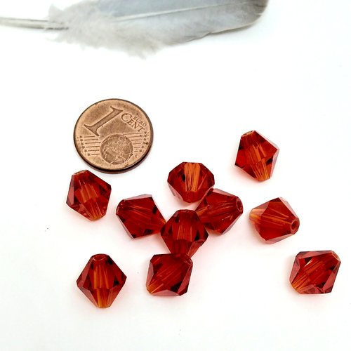 Lot de 10 toupies de cristal de verre swarovski orange à facette dim 10 mm