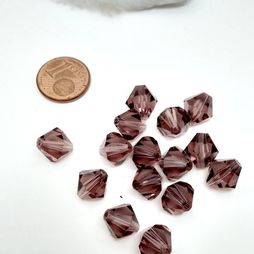 Lot de 10 toupies de cristal de verre swarovski prune à facette dim 10 mm