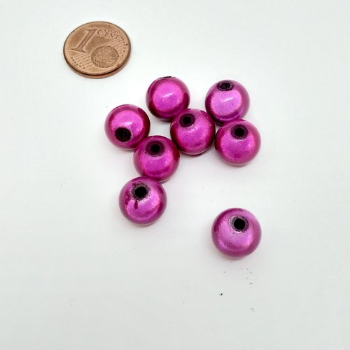 Lot de 8 perles magique rose fuchsia diam 10 mm