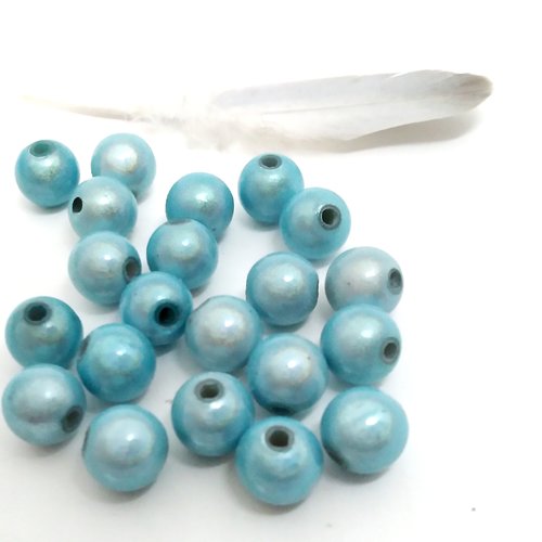 Lot de 10 perles magiques bleu turquoise diam 8 mm