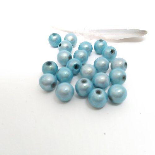Lot de 5 perles magiques bleu turquoise diam 8 mm