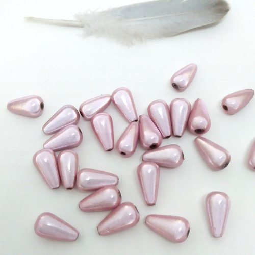 Lot de 10 perles magique gouttes rose pale 10 mm