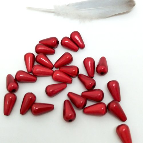 Lot de 10 perles magique gouttes rouge 10 mm