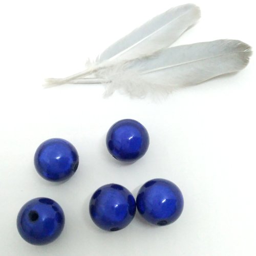 Lot de 5 perles magiques bleu nuit diam 10 mm