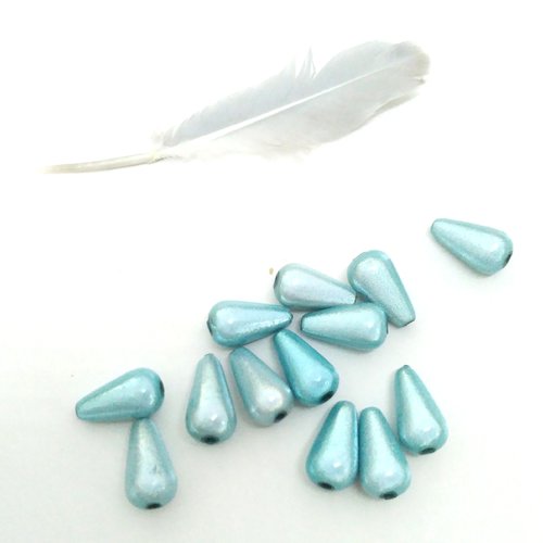 Lot de 6 perles magique gouttes bleu ciel 10 mm